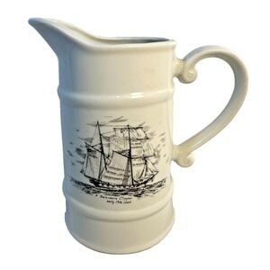 Baltimore Clipper Ship from Early 19th Century on White Porcelain Pitcher